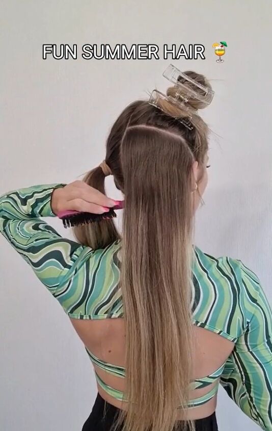 a new take on the space buns look, Sectioning hair
