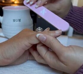 gray manicure, Filing nails