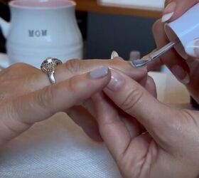 gray manicure, Applying gray polish