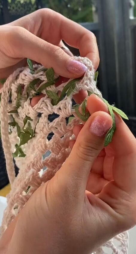 do this to your crocheted headbands, Threading greenery