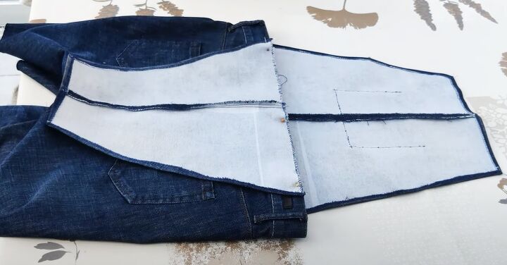 diy overalls from jeans, Sewing bibs on