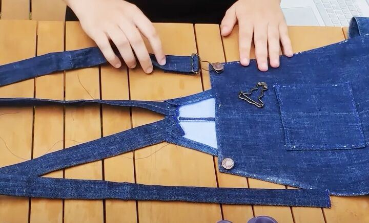 diy overalls from jeans, Attaching fastenings