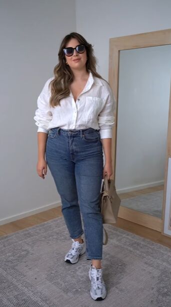 how to style a white linen shirt, Tucked in