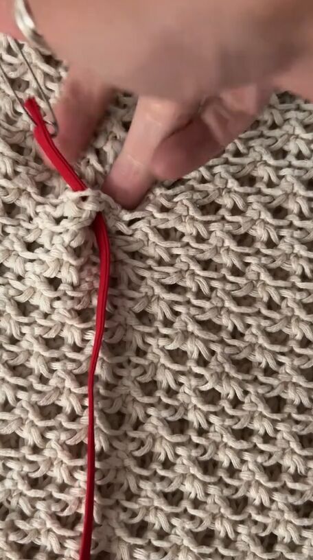 sweater upcycling, Adding ribbon