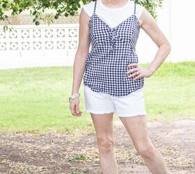 Tank top Mott Bow c o Gingham Top Old Navy Shorts Just Black from Fashom Sandals Vince Camuto Glasses Glasses Shop use code Jodie35