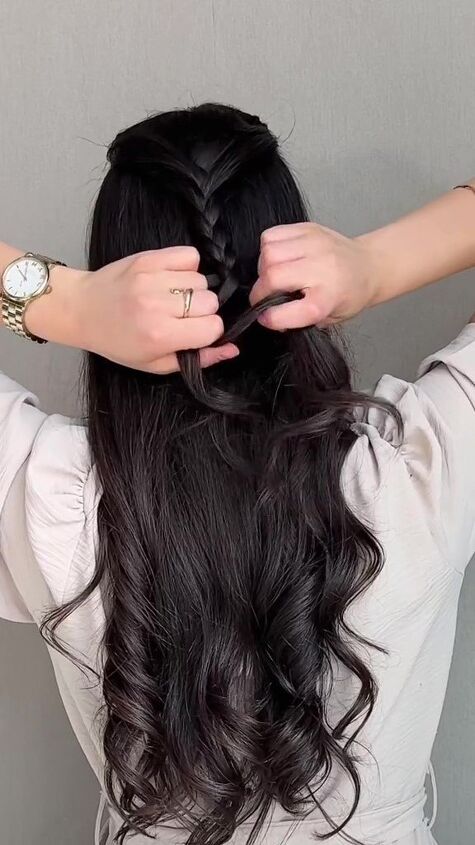 beautiful half up hairstyle and end it with a braid, Braiding hair