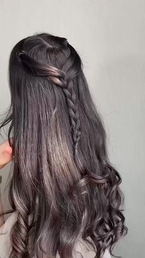 beautiful half up hairstyle and end it with a braid, Beautiful half up hairstyle and end it with a braid