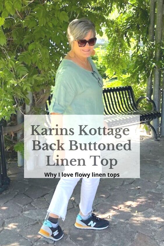 the back buttoned green linen top