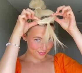 summer bun hairstyle, Pulling ponytail over bun