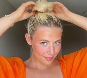 summer bun hairstyle, Pulling ponytail over bun