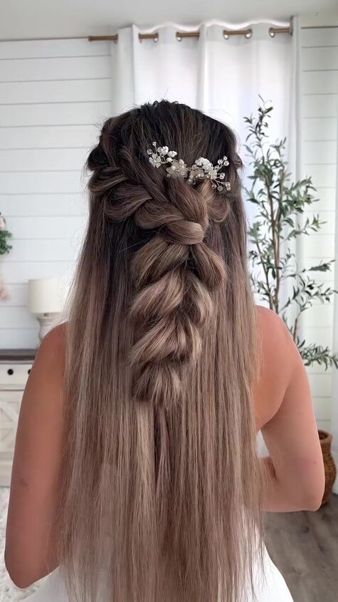 beautiful half up braided bridal hairstyle, Beautiful half up braided bridal hairstyle