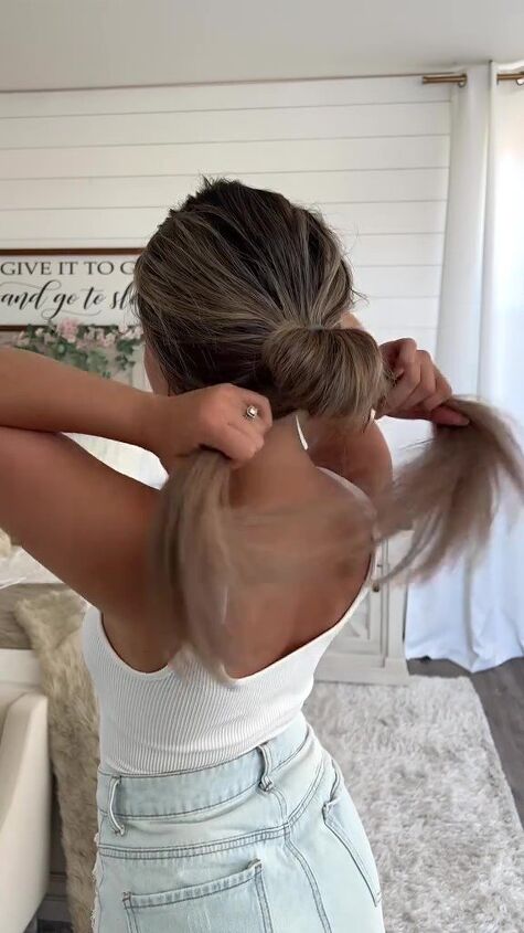 braided bun bridesmaid hair tutorial, Dividing hair