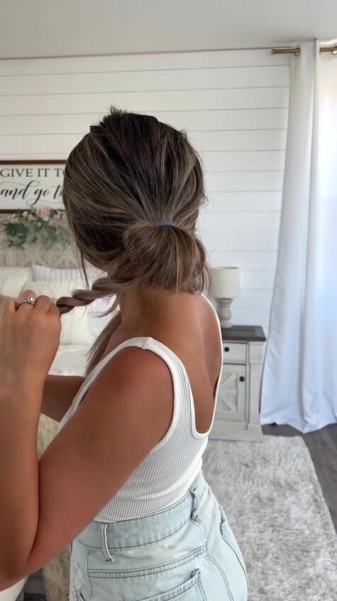 braided bun bridesmaid hair tutorial, Braiding