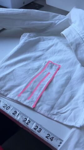 easy upcycle to elevate your basic white button down, Sewing rectangles to shirt