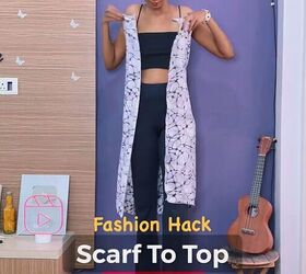 no sew solution to turn a scarf into a top, Wrapping scarf