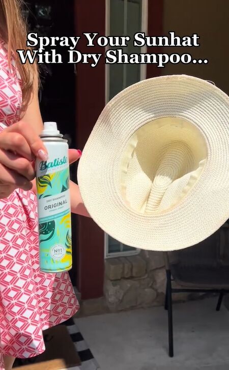 summer hack for all your hats, Dry shampoo and summer hat