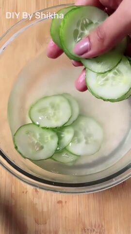 2 ingredients for this easy skin brightening facial, Adding cucumbers