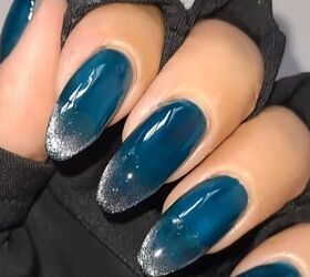 Easy Dark Blue and Silver French Tip Nails Tutorial