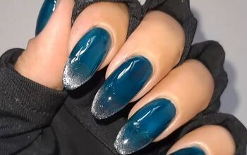 Easy Dark Blue and Silver French Tip Nails Tutorial