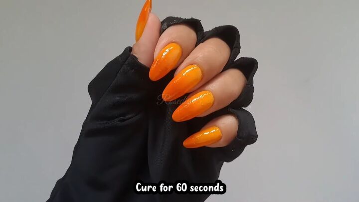 ombre orange nails, Curing