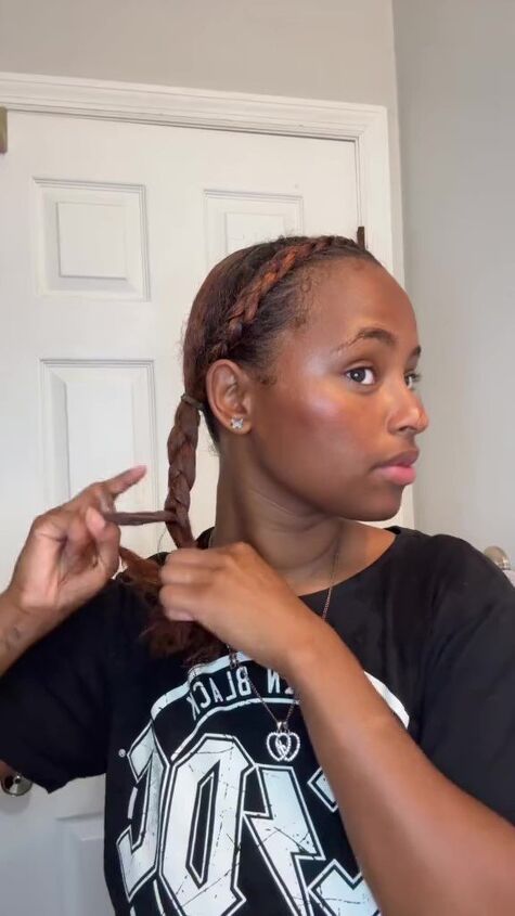 this braided look is perfect to keep your hair out the way, Braiding