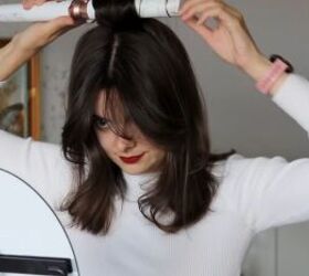 how to cut curtain bangs, Curling hair
