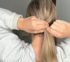 easy updo for wedding guest, Making ponytail