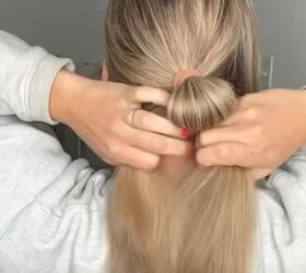 easy updo for wedding guest, Making bun