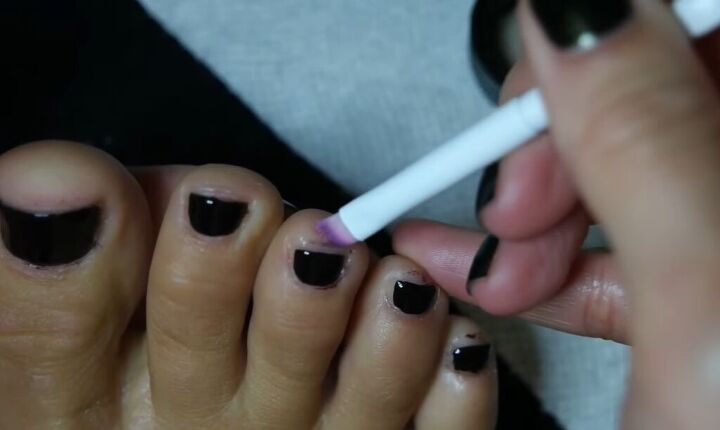 classy fall pedicure, Removing excess polish
