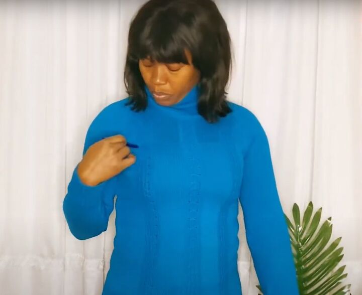 color block turtleneck sweater, Marking sweater