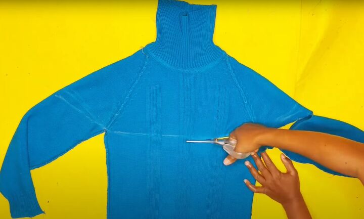 color block turtleneck sweater, Cutting sweater