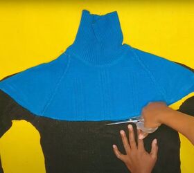 color block turtleneck sweater, Cutting