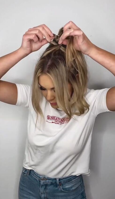 easy hack to upgrade your ponytail, Pulling ponytail through