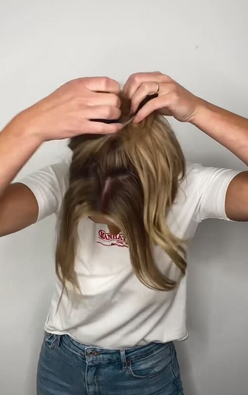 easy hack to upgrade your ponytail, Pulling ponytail through