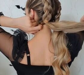 grab some ribbon for this halloween hairstyle, Creating Dutch braids