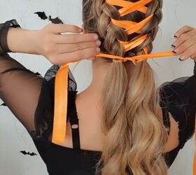 grab some ribbon for this halloween hairstyle, Tying bow