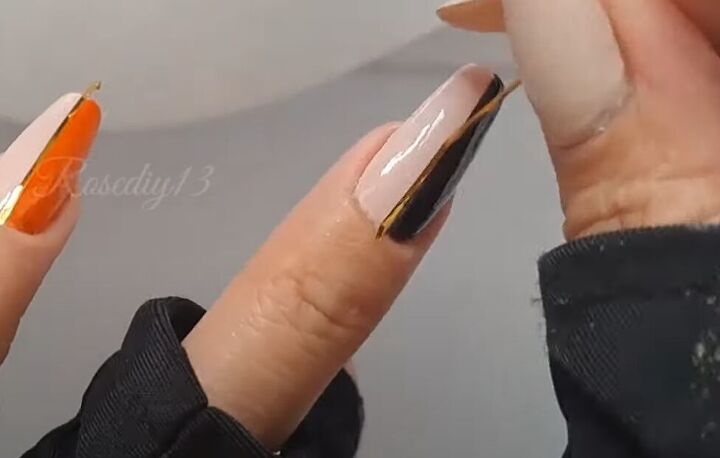 easy fall nail art ideas, Removing tape