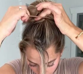 messy bun hacks, Adding hair elastic