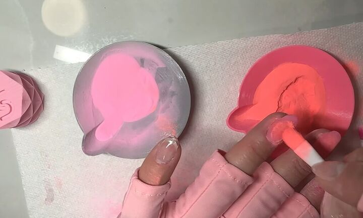 pink dip nails, Adding dip powder