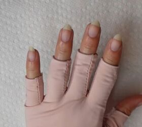 how to do gel manicure at home, Wearing UV protective gloves