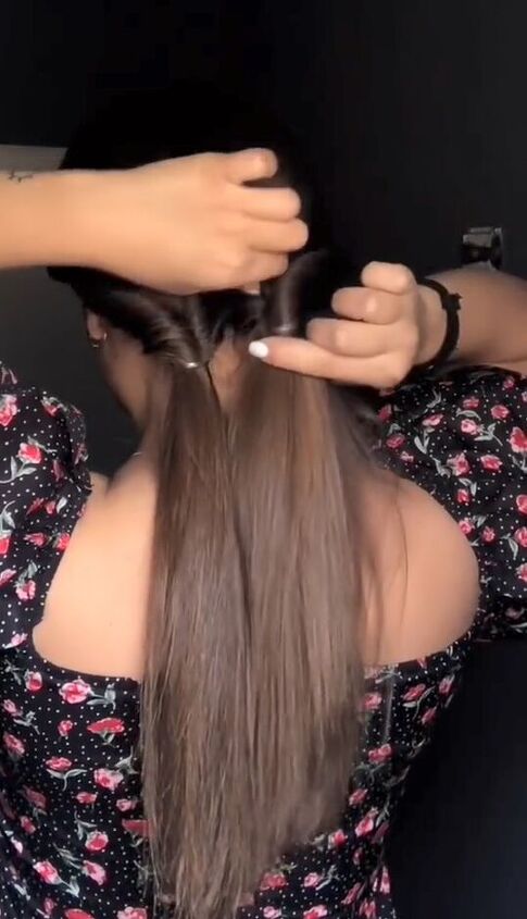 simple easy hairstyle that gives your ponytail a unique touch, Tying ponytail