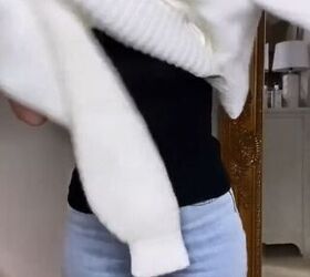 this easy cardigan hack gives you a unique look, Straightening out hems