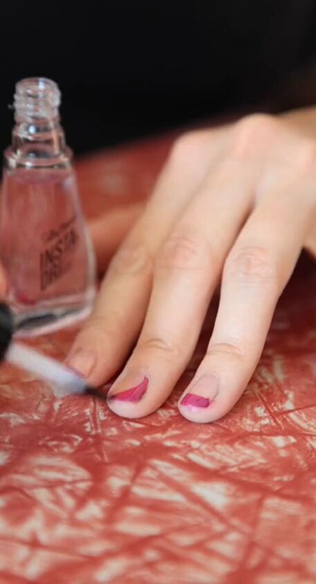 the shocking way a band aid can help with your manicure, Applying top coat
