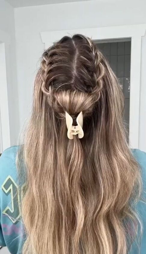 half up half down hairstyles french braid, Half up half down hairstyle French braid