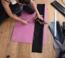 She lays faux leather on the floor for this designer idea that will save you THOUSANDS