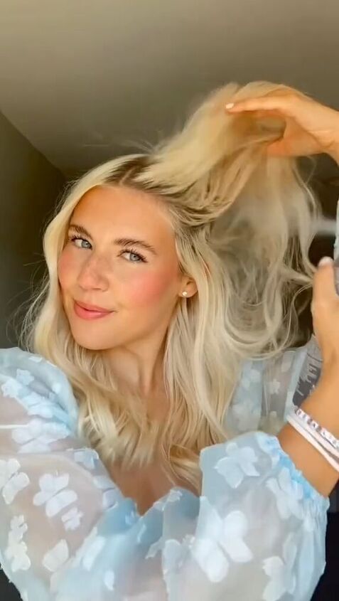 pull all your hair back with this unique style, Spraying hair