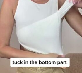 this bodysuit hack is genius, Pulling fabric through shoulder