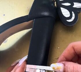 diy disco heels perfect for beyonce s concert, Adding to ankle strap