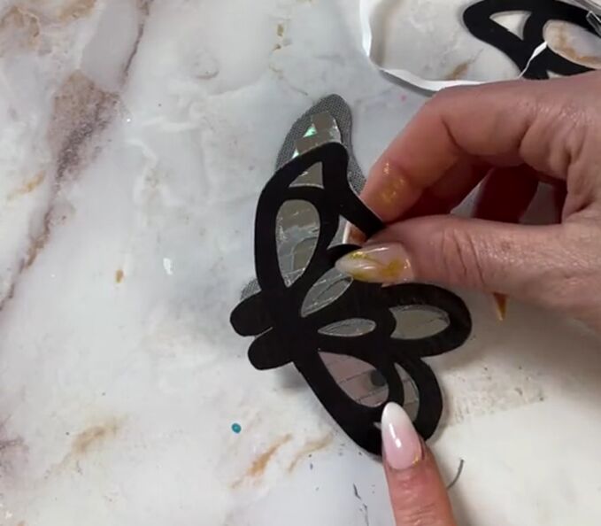 diy disco butterfly wings to add to your heels, Adding wing layer