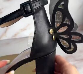diy disco butterfly wings to add to your heels, Attaching wings to heels